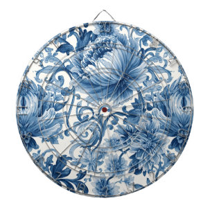 Blue Dreams   Floral Watercolor Chinoiserie Dartboard