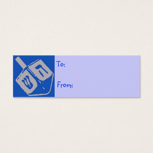 Blue Dreidel Hanukkah Gift Tags (Front)