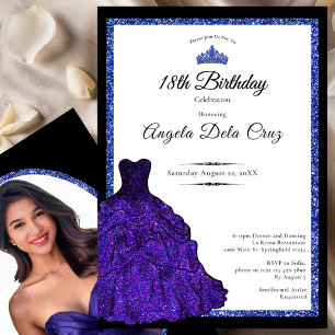 Blue Dress and Tiara 18th Birthday Debut Invitation