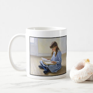 Blue Dress Girl Reading Book Teacher appreciation Coffee Mug