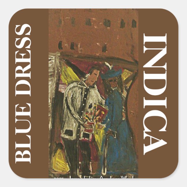 BLUE DRESS INDICA SQUARE STICKER (Front)