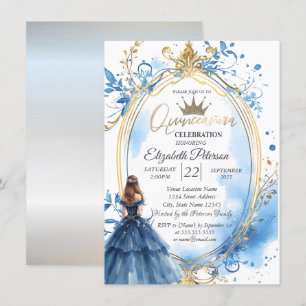Blue Dress Princess Frame  Invitation