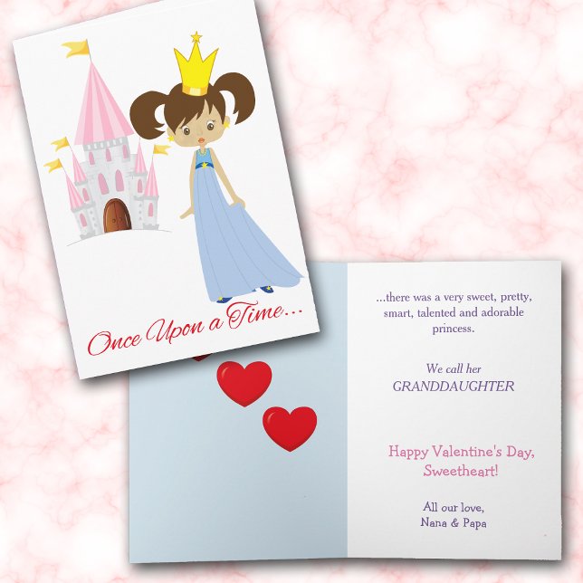 Blue Dress Princess Granddaughter Valentine Holiday Card (Creator Uploaded)