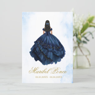 Blue dress Quinceanera invitation 