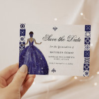 Blue Dress Wall Tiles Quinceañera Save The Date