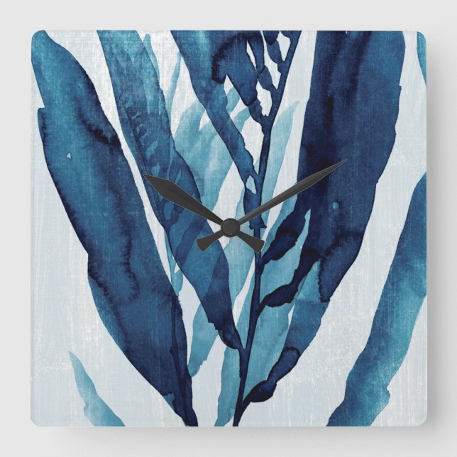Blue Drift I Square Wall Clock (Front)