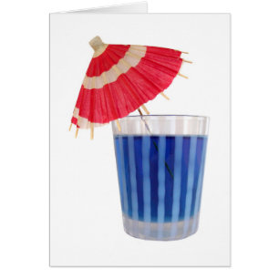 Blue Drink with Red Umbrella Card