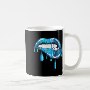 Blue Dripng Biting Lips Lipstick Effect 80s Coffee Mug