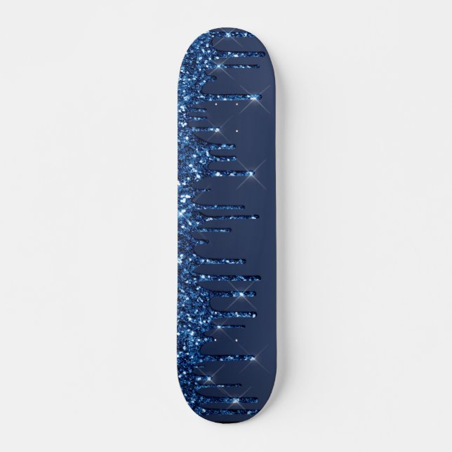 Blue Dripping Glitter Skateboard (Front)
