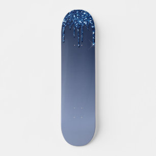 Blue Dripping Glitter Skateboard