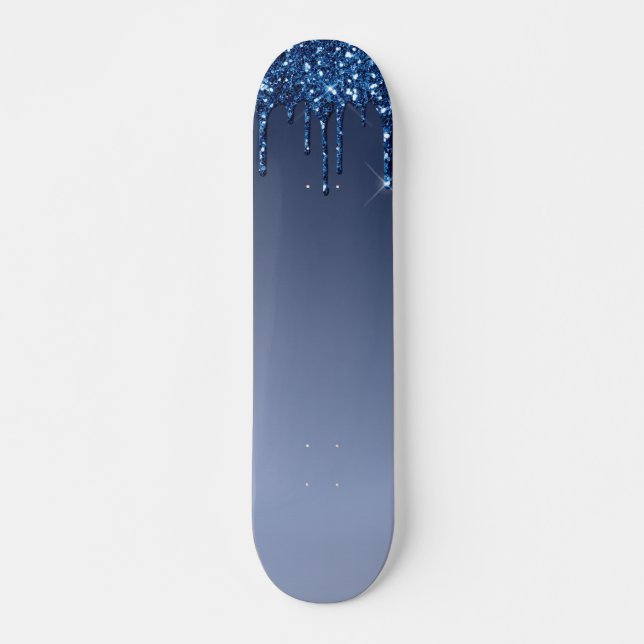 Blue Dripping Glitter Skateboard (Front)