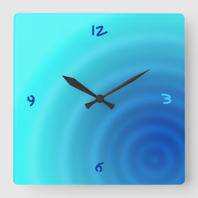 blue drop square wall clock (Front)