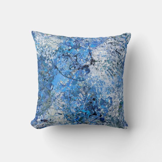 Blue Drops Abstraction Cushion (Front)