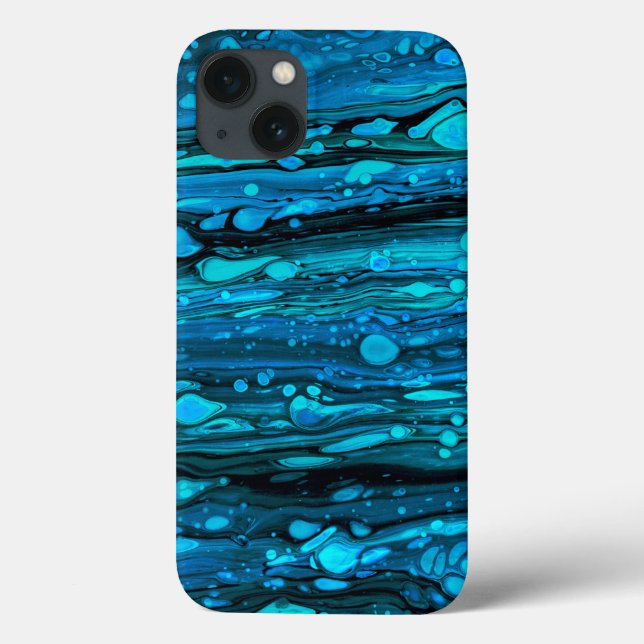 Blue Drops Acrylic Pouring Abstract Fluid Art   Case-Mate iPhone Case (Back)