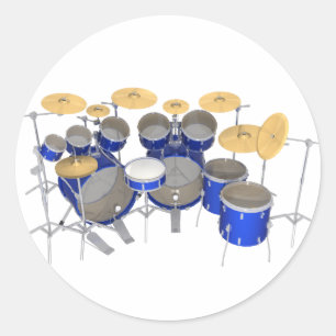 Blue Drum Kit: 10 Piece: Classic Round Sticker