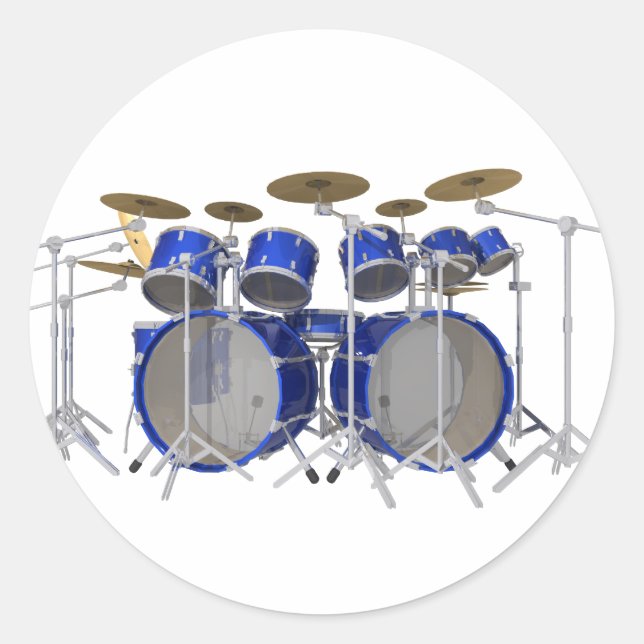 Blue Drum Kit: 10 Piece: Classic Round Sticker (Front)