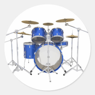 Blue Drum Kit: Classic Round Sticker