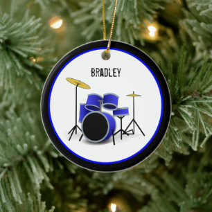 Blue Drum Set Custom Ceramic Tree Decoration