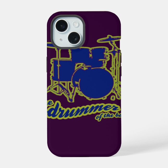 Blue Drums / drummer iPhone 15 Case (Back)