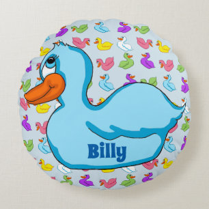 Blue Duck Round Pillow