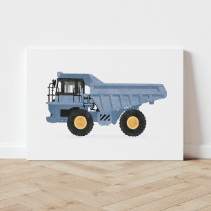 Blue Dump Truck Construction Vehicle Canvas Print