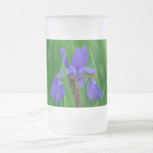 Blue Dutch Among Leaves Frosted Glass Beer Mug
