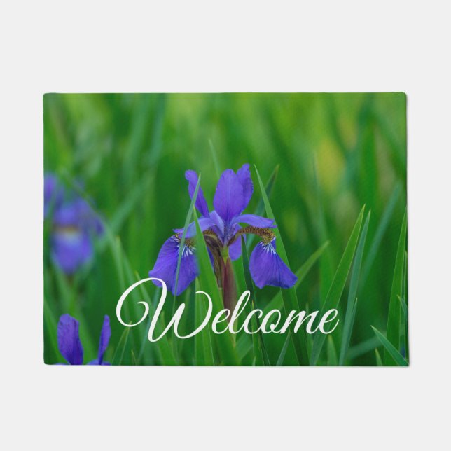 Blue Dutch Among Leaves Welcome Doormat (Front)