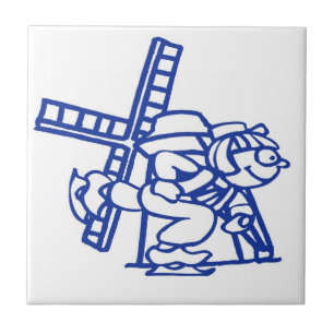 Blue Dutch Boy Windmill Tile