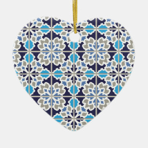 Blue Dutch Ice Crystal Tile Pattern Ceramic Tree Decoration