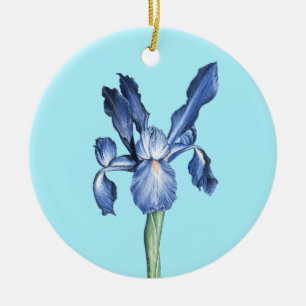 Blue Dutch Iris - Ceramic Tree Decoration