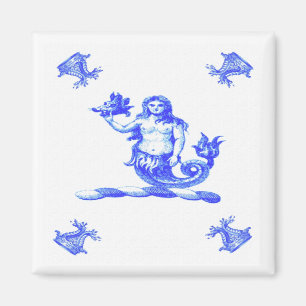 Blue Dutch Mermaid Old Magnet