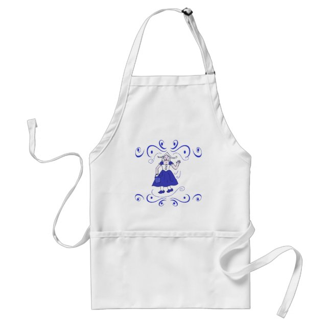 Blue Dutch Piper Delft Look Standard Apron (Front)