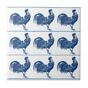 Blue Dutch Roosters Ceramic Tile