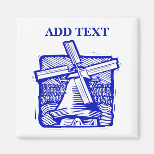Blue Dutch Windmill Magnet
