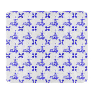 Blue, Dutch Windmill, Vintage Style Cutting Board