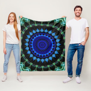 Blue Dwarf Mandala Fleece Blanket