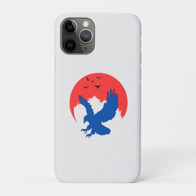 Blue Eagle Silhouette with Red Moon Keychain Case-Mate iPhone Case (Back)
