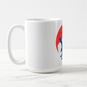 Blue Eagle Silhouette with Red Moon Keychain Coffee Mug