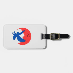 Blue Eagle Silhouette with Red Moon Keychain Luggage Tag