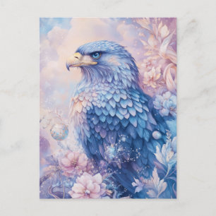 Blue Eagle with Pink and Purple Flower Postcard