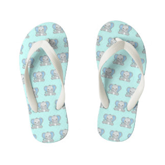 Blue Eared Cute Baby Elephant Kid's Flip Flops