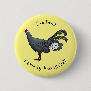 Blue eared pheasant bird cartoon illustration 6 cm round badge