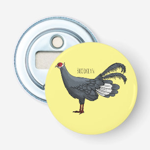 Blue eared pheasant bird cartoon illustration bottle opener