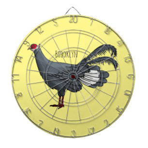 Blue eared pheasant bird cartoon illustration dartboard