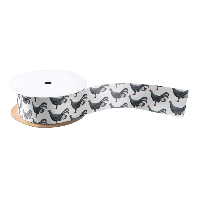 Blue eared pheasant bird cartoon illustration  satin ribbon (Spool)