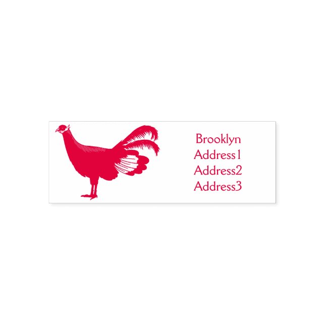 Blue eared pheasant bird cartoon illustration self-inking stamp (Design)
