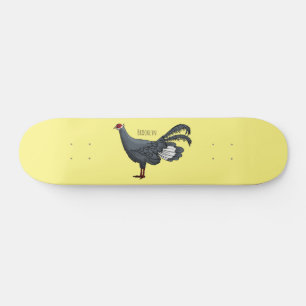 Blue eared pheasant bird cartoon illustration skateboard