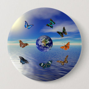Blue Earth Butterflies 10 Cm Round Badge