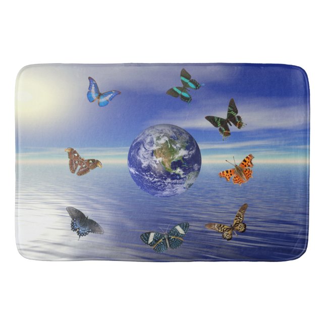 Blue Earth Butterflies Bath Mat (Front)