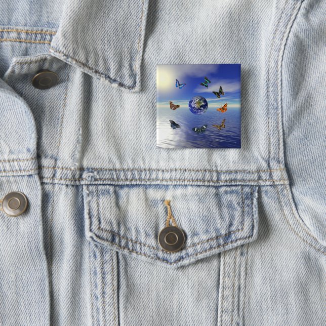 Blue Earth Butterflies Button (In Situ)